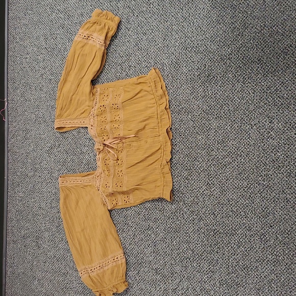 SZ. XL/TG/EXG WOMEN'S AMERICAN EAGLE SQUARE NECK 3/4" SLEEVE PEASANT TOP - Picture 1 of 7